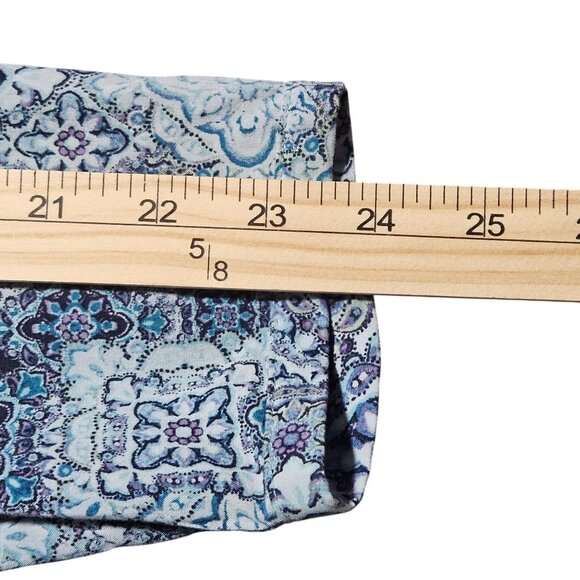 J. Jill Women’s Blue Print Top L Button Down Boho Chic Coastal Cowgirl Light - Picture 11 of 13